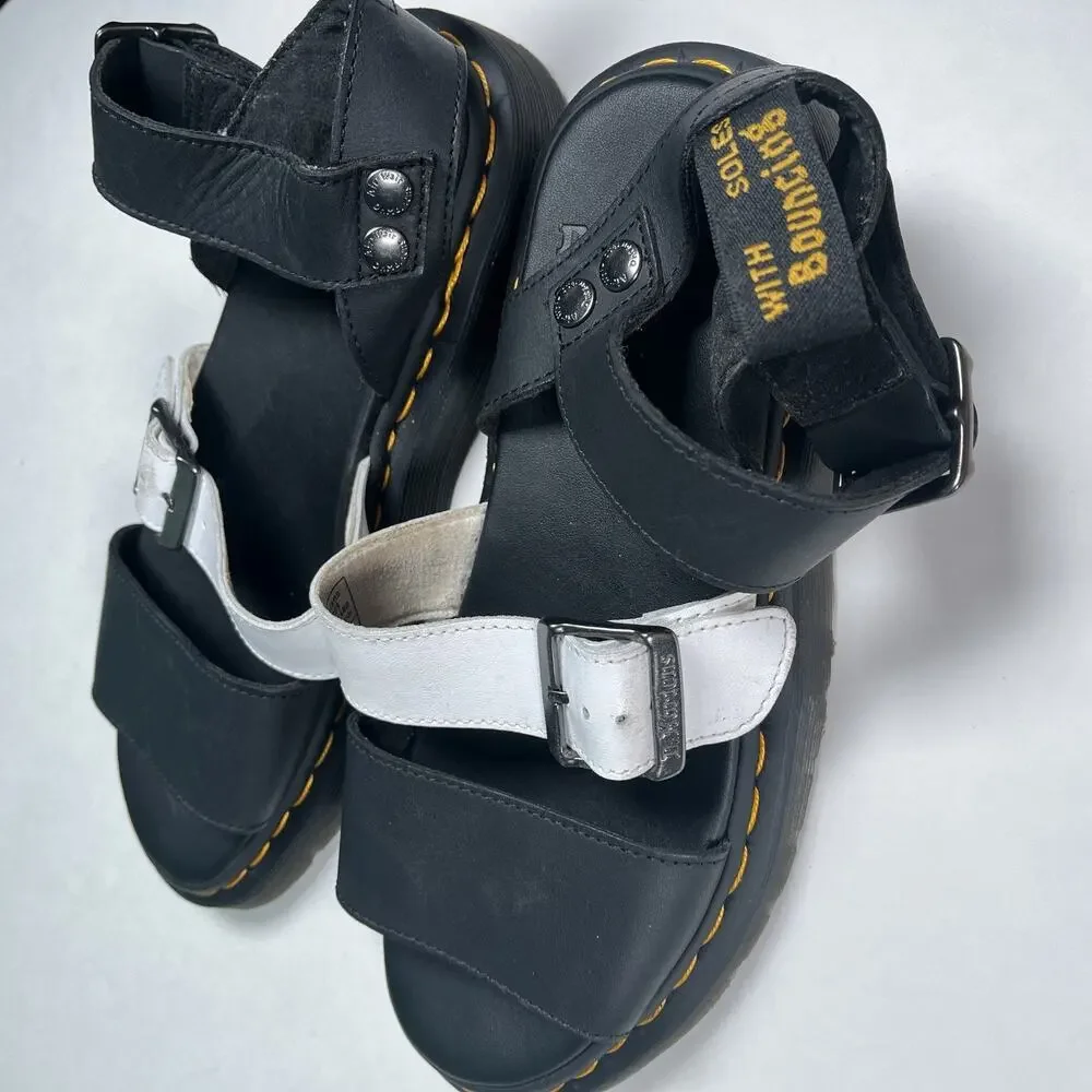 Dr. Martens Gryphon Contrast Leather Strap Sandals Black / White Men’s 8
